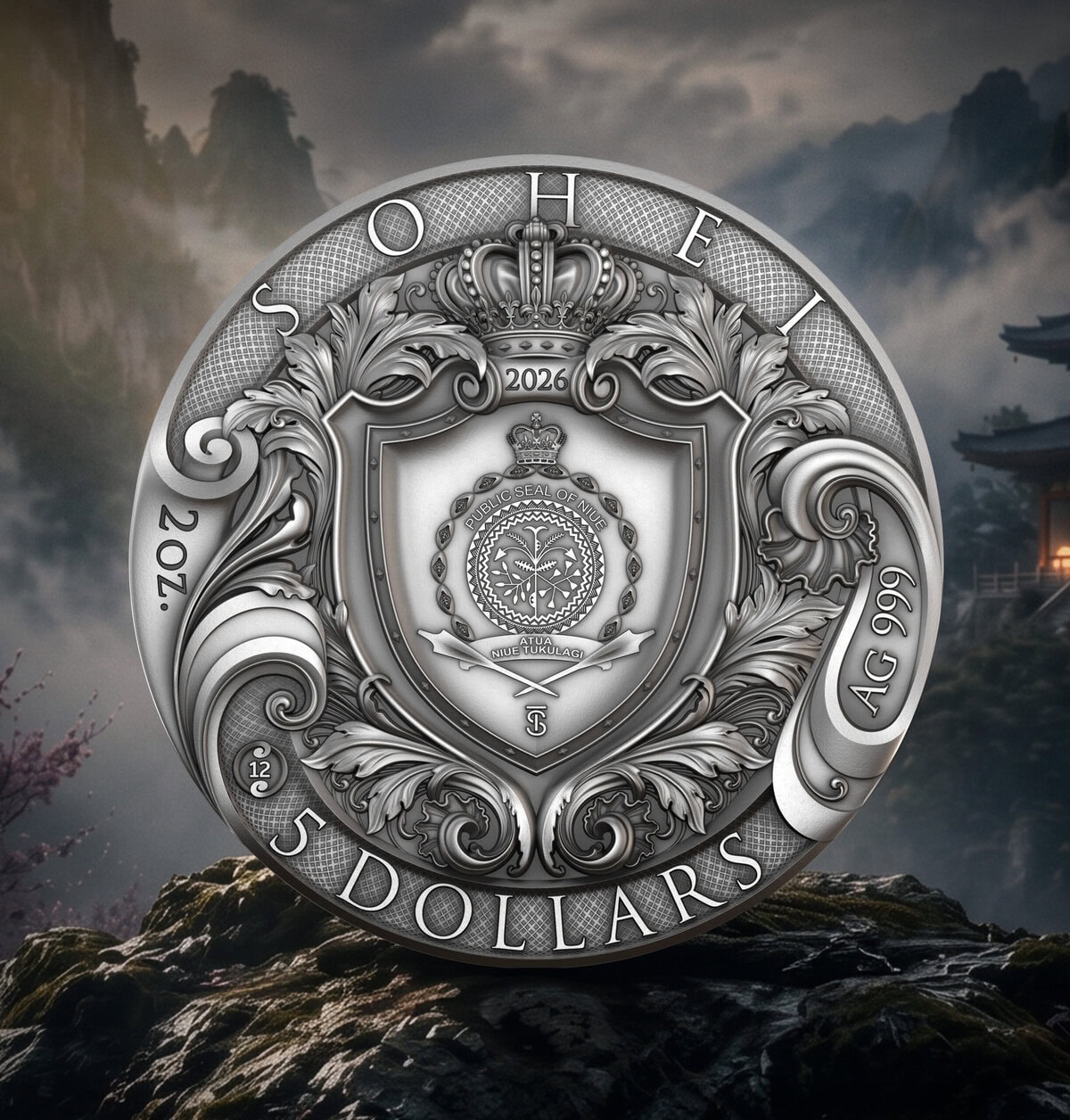 2026 Niue Warrior’s Path Sohei 2 oz Silver High Relief Antiqued Gilded Colorized Coin - Image 9