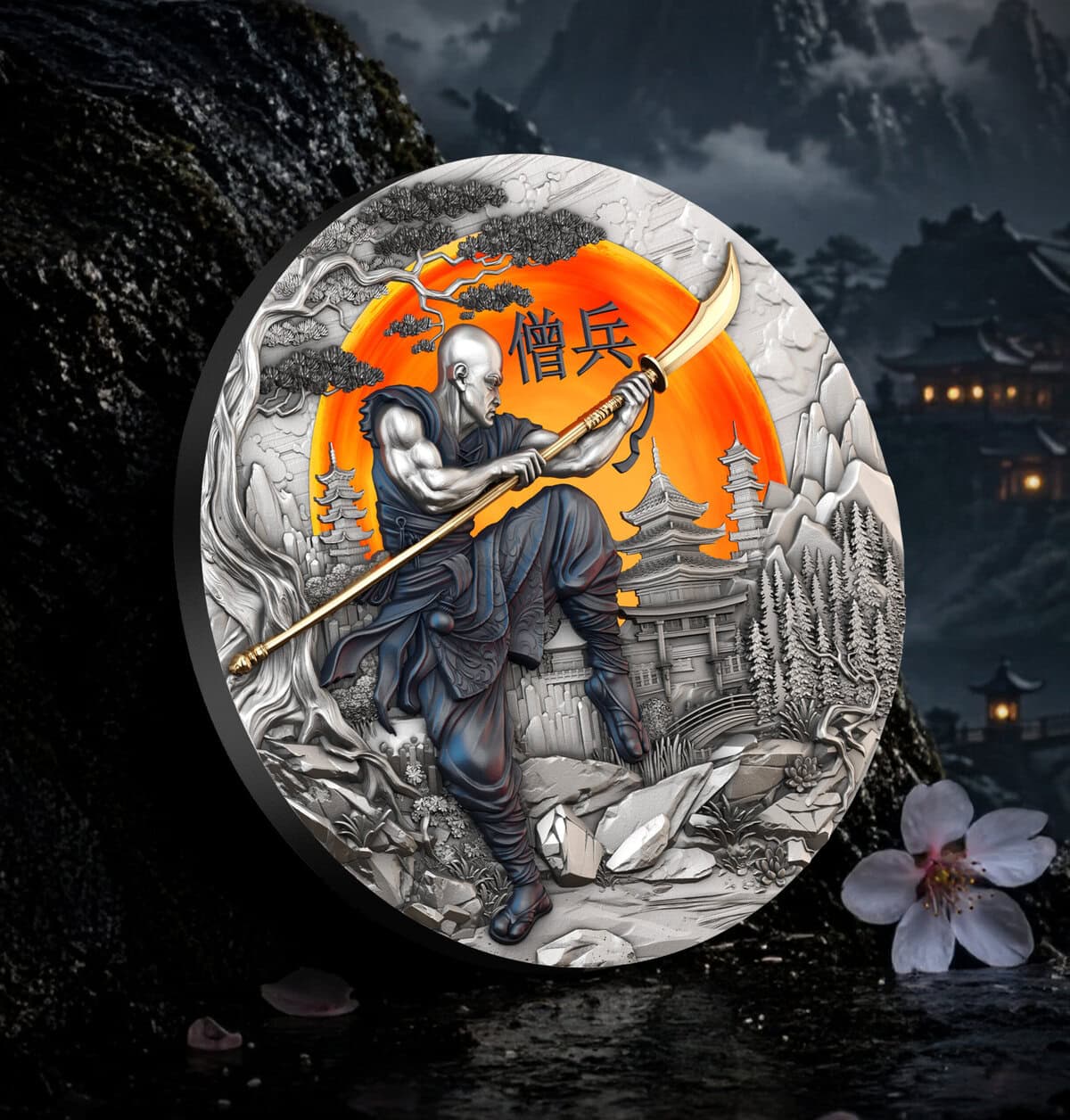 2026 Niue Warrior’s Path Sohei 2 oz Silver High Relief Antiqued Gilded Colorized Coin - Image 7