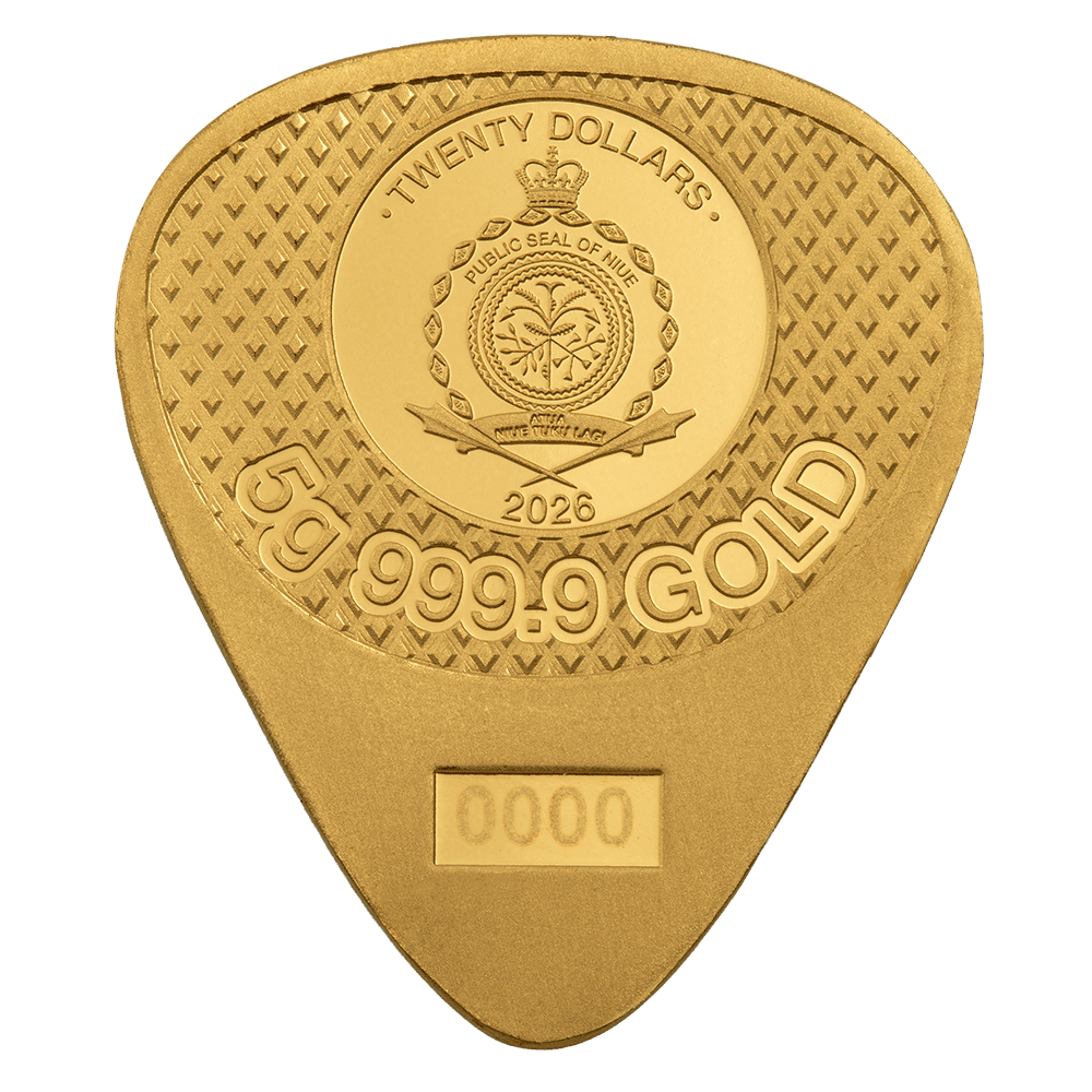 2026 PAMP 75th Ann. Fender Telecaster Pick 5g Gold Proof-Like Coin - Image 2