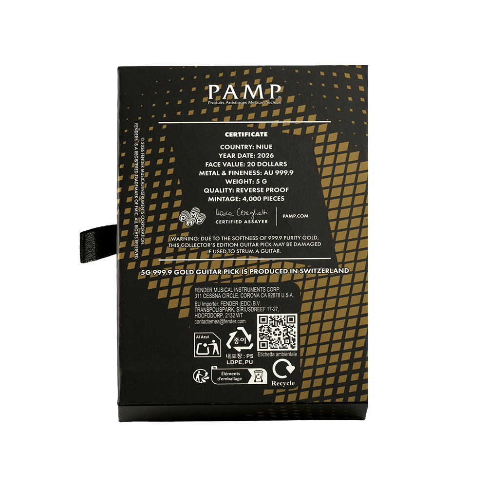 2026 PAMP 75th Ann. Fender Telecaster Pick 5g Gold Proof-Like Coin - Image 8