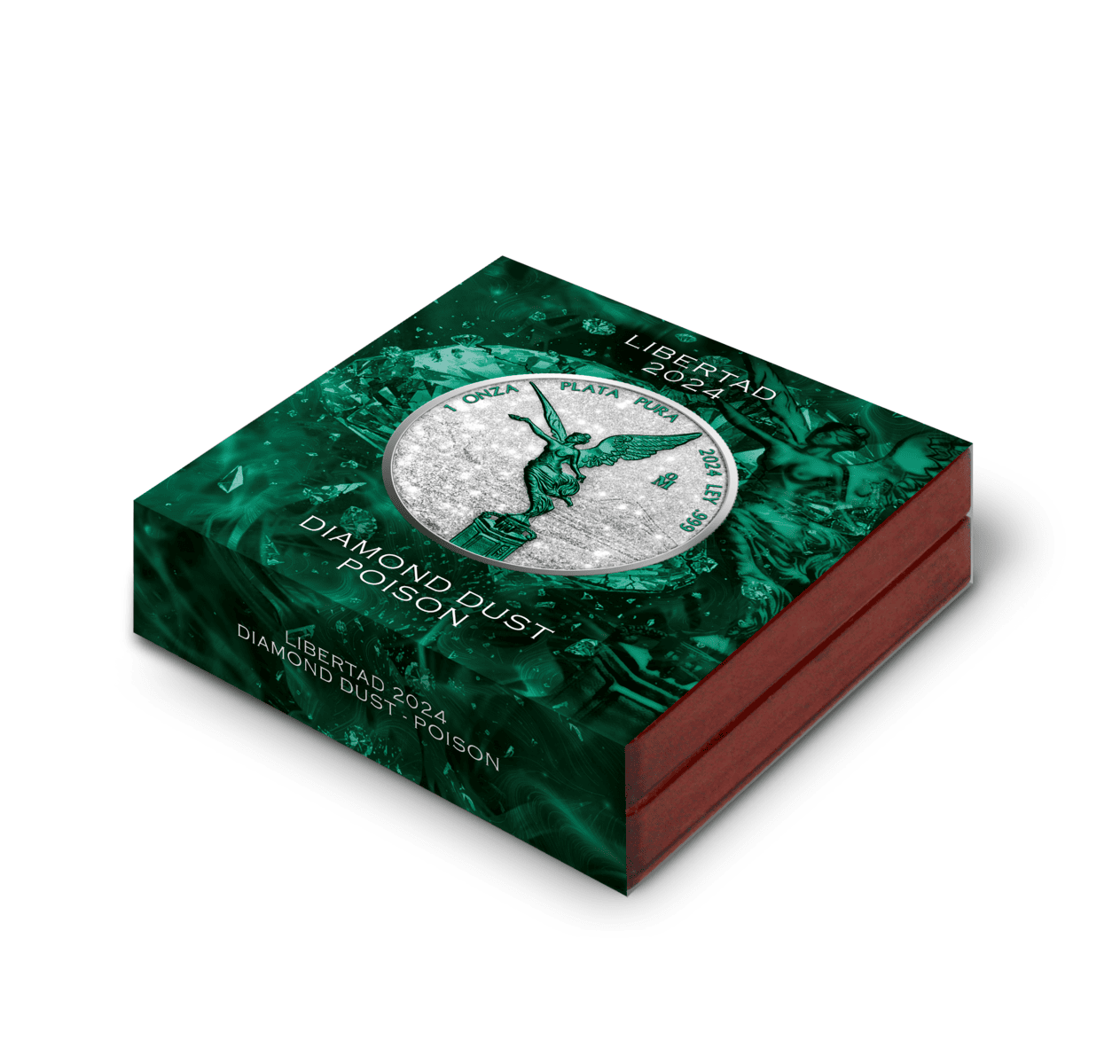 2024 Mexico Libertad Diamond Dust Poison 1 oz Silver coin in box.