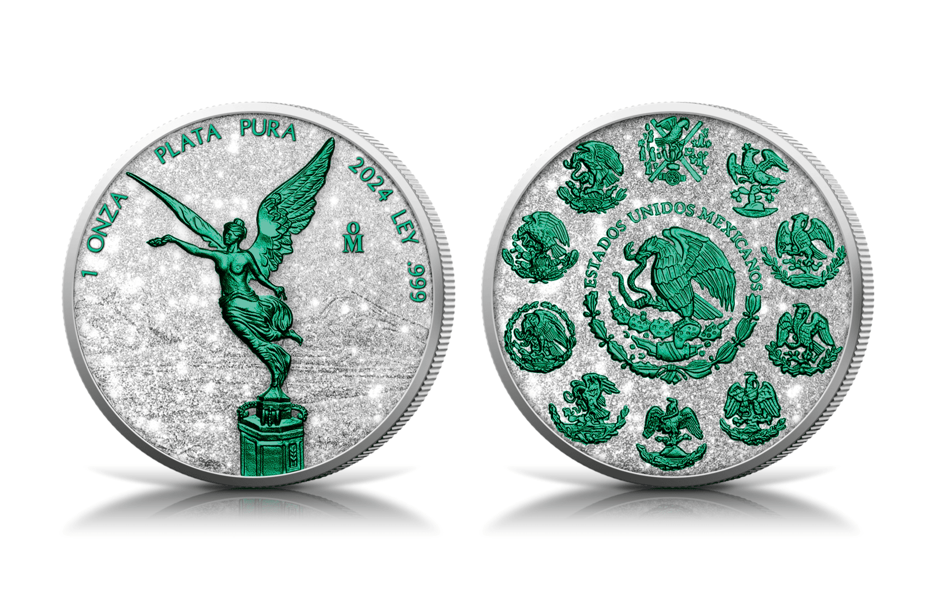 2024 Mexico Libertad Diamond Dust Poison 1 oz Silver Colorized Coin GR Reserve Back, 2026 USA Trump.