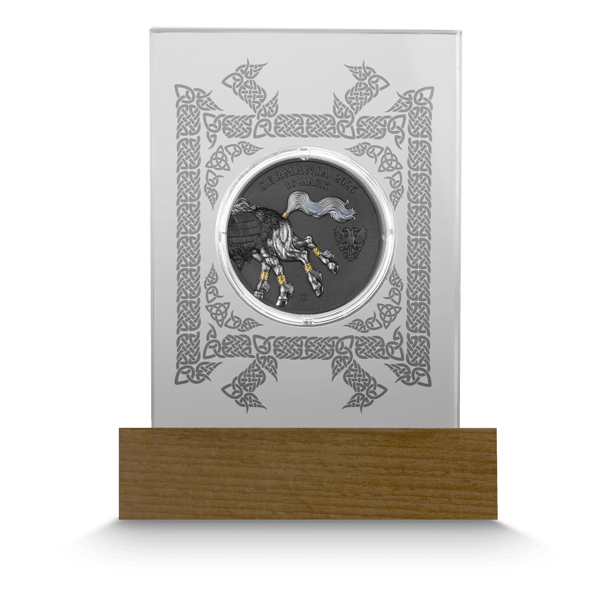 2026 Germania Beasts Sleipnir 2 oz Silver UHR Coin with UV Effect in Reserve Case.