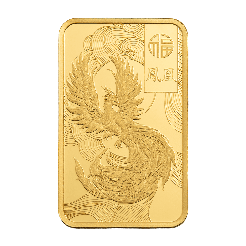 2026 PAMP Good Luck Phoenix 5g Gold Proof-Like Bar in Card - Image 3