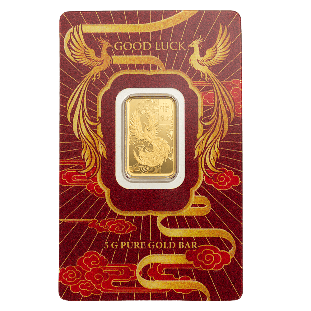2026 PAMP Good Luck Phoenix 5g Gold Proof-Like Bar in Card