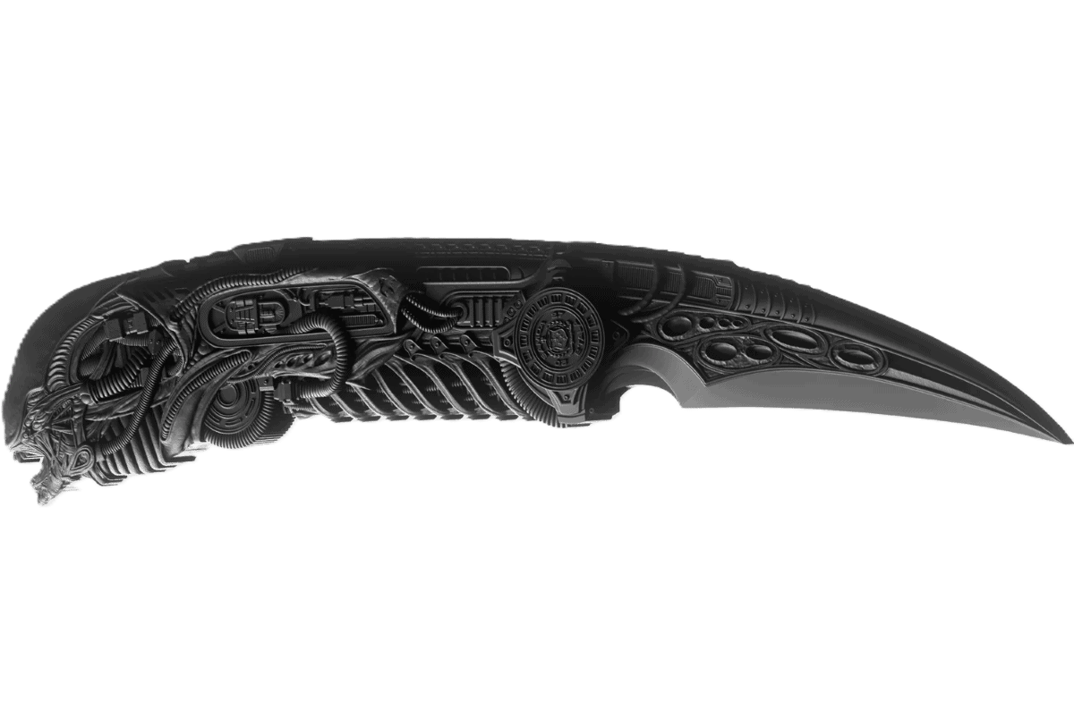 2027 Samoa Alien Dagger 1 oz Silver Black Antiqued Shaped Coin - Image 4
