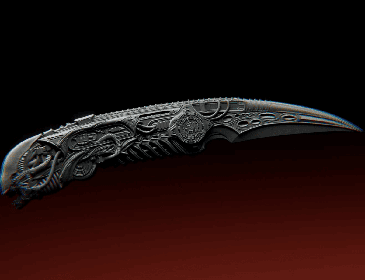 2027 Samoa Alien Dagger 1 oz Silver Black Antiqued Shaped Coin - Image 8