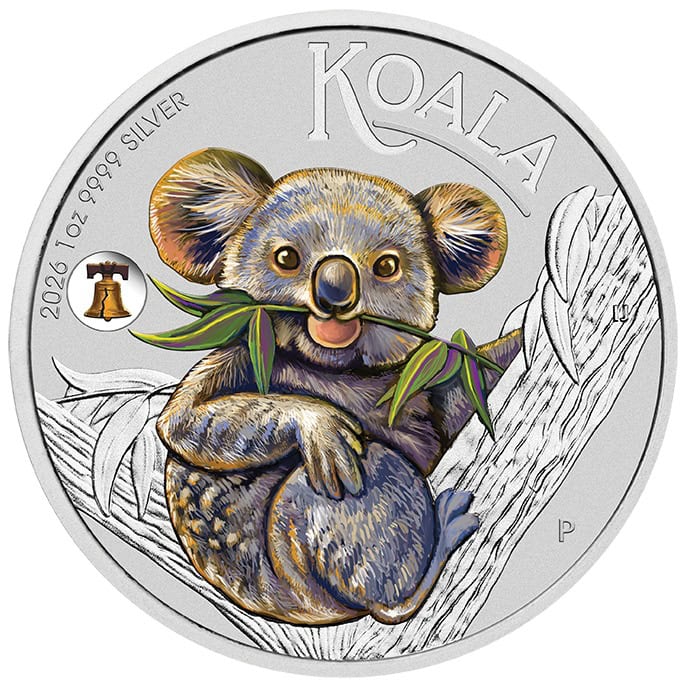 Koala on a branch, 2026 Canada Maple Leaf silver coin, high relief, ultra high relief, 1 oz, silver,.