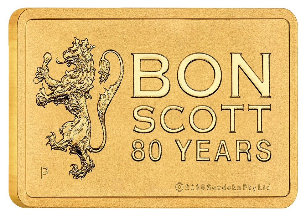 Bon Scott 80th Anniversary 10g Silver Minted Bar