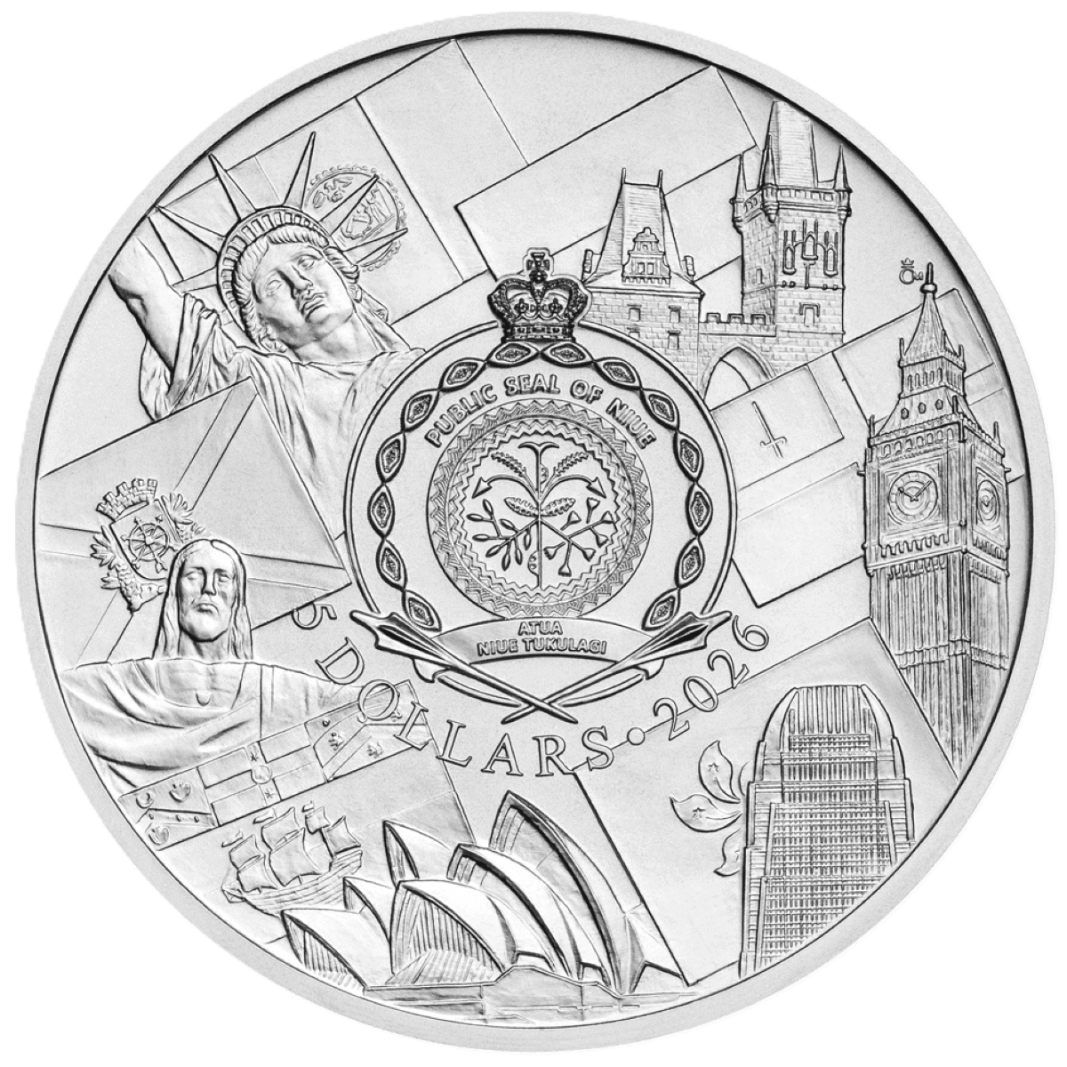 2026 Niue Journey Around the World New York Stand 3 oz Silver Colorized Coin - Image 2