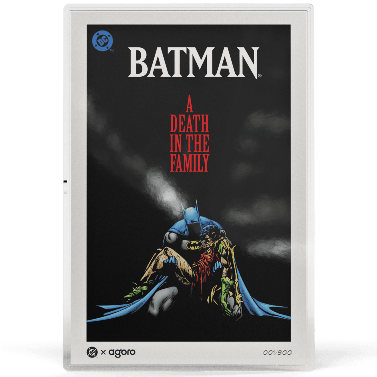 Batman A Death in the Family colorized silver foil, front view in case