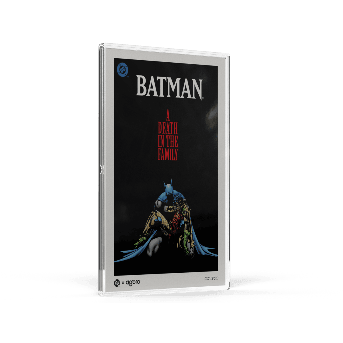 Batman A Death in the Family silver foil, angled left side view