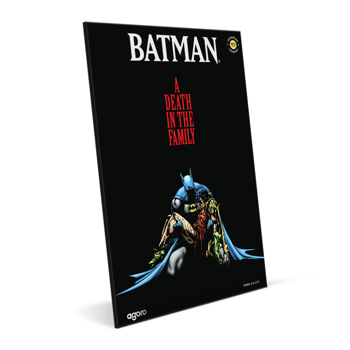 Batman A Death in the Family colorized silver foil, angled packaging view