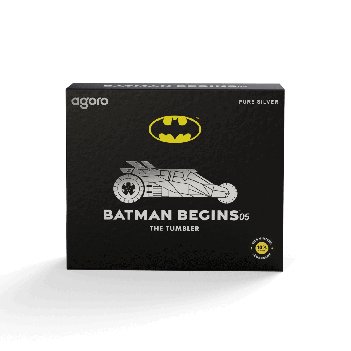 Batman Begins Tumbler coin outer packaging box, front view