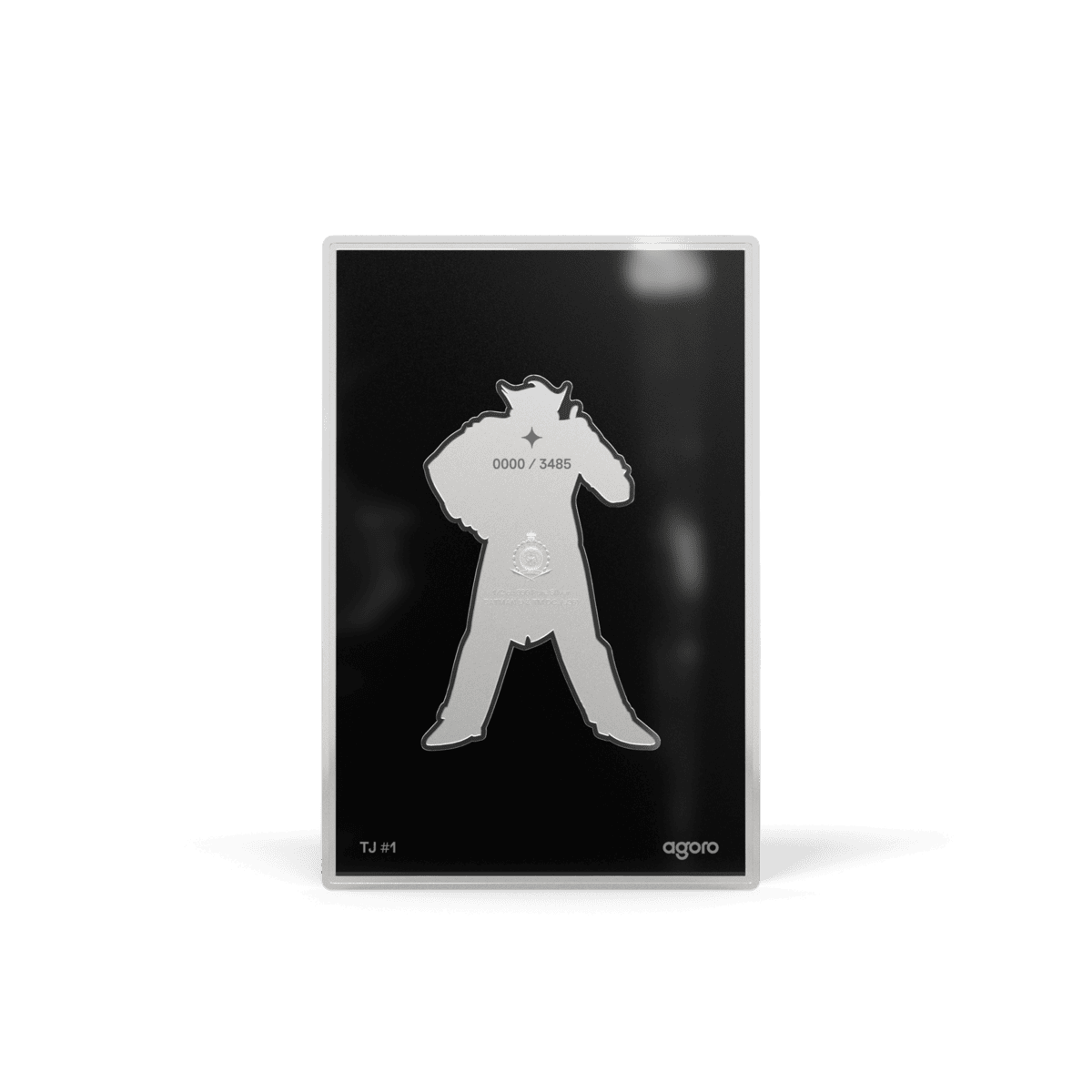 2026 Agoro Joker 1/2 oz shaped silver collectible, plain silhouette side with a single star and crest