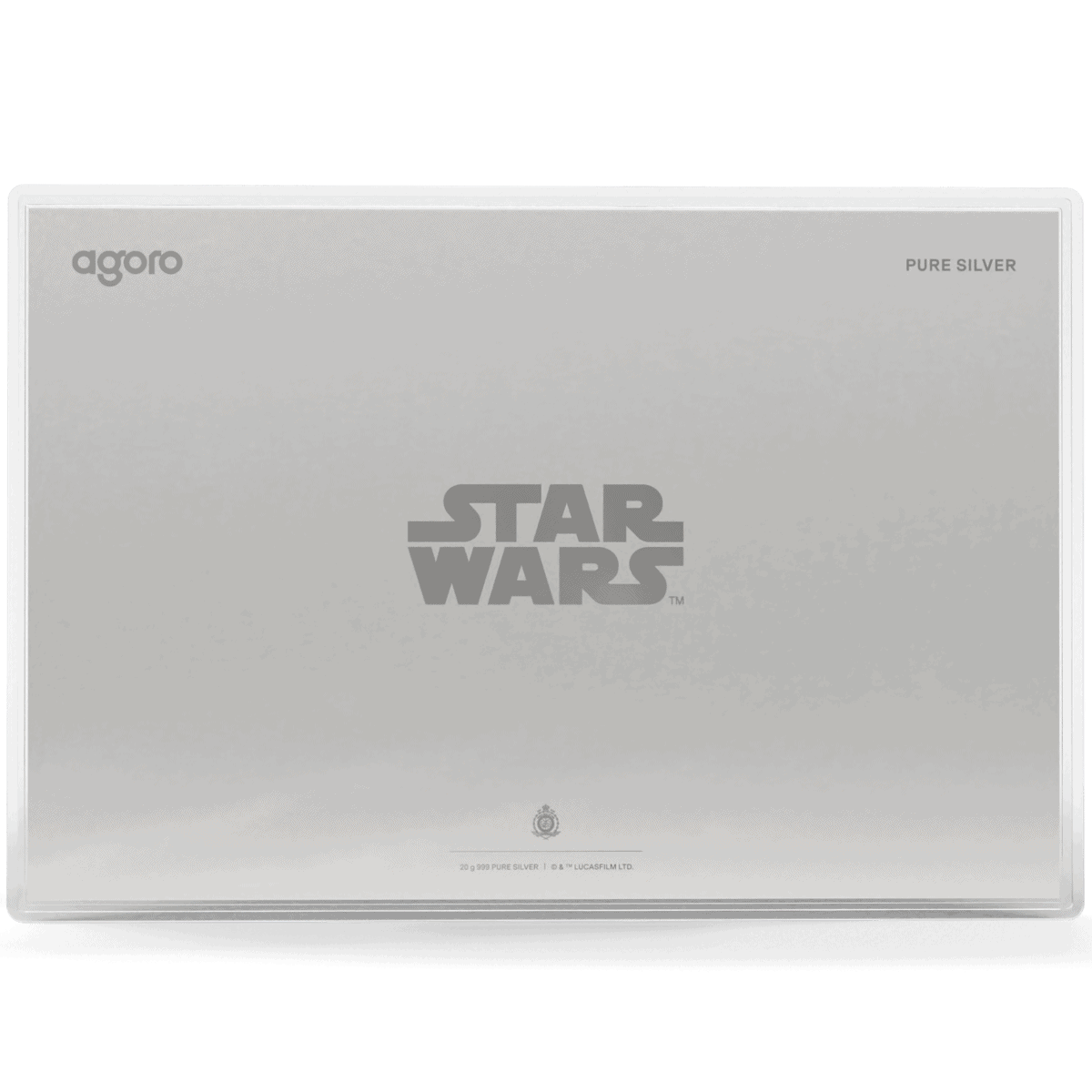 2026 Agoro Star Wars 20g silver foil, Star Wars logo side with agoro and PURE SILVER lettering