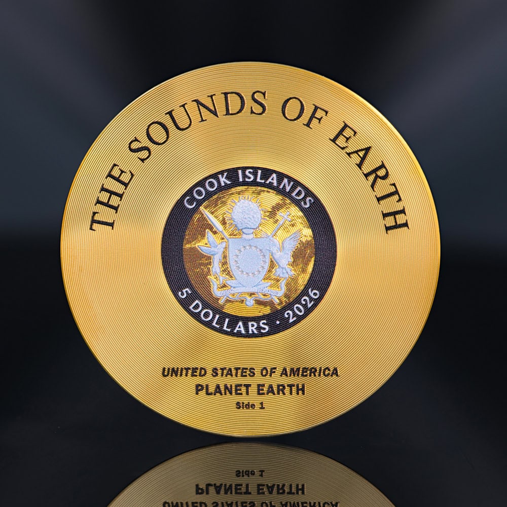 2026 Cook Islands Voyager Golden Record 1 oz Silver Proof-like Gold Plated Coin - Image 7