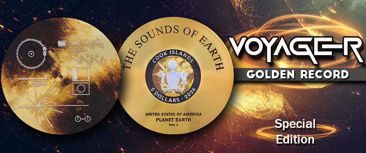 2026 Cook Islands Voyager Golden Record 1 oz Silver Proof-like Gold Plated Coin - Image 9