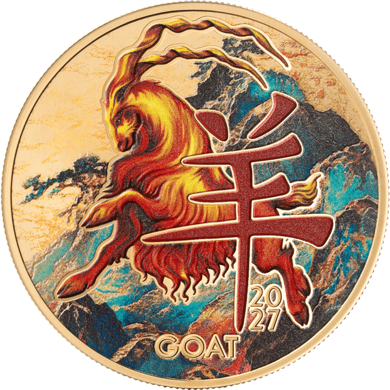 MINT XXI Lunar Zodiac Golden Collection Year of the Goat silver coin