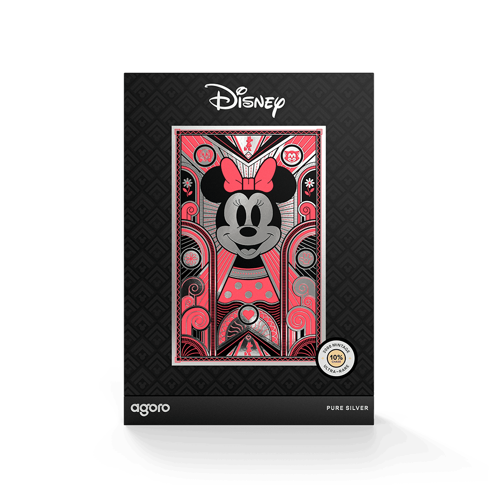 Disney Minnie Mouse Art Deco 5g silver foil box, front with Disney logo and a 10% chase ultra-rare badge