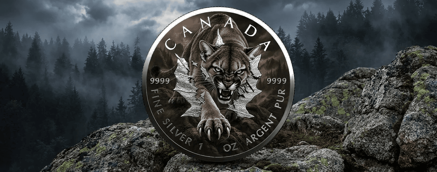 2026 Canada Maple Leaf Cougar 1 oz Silver Colorized Coin