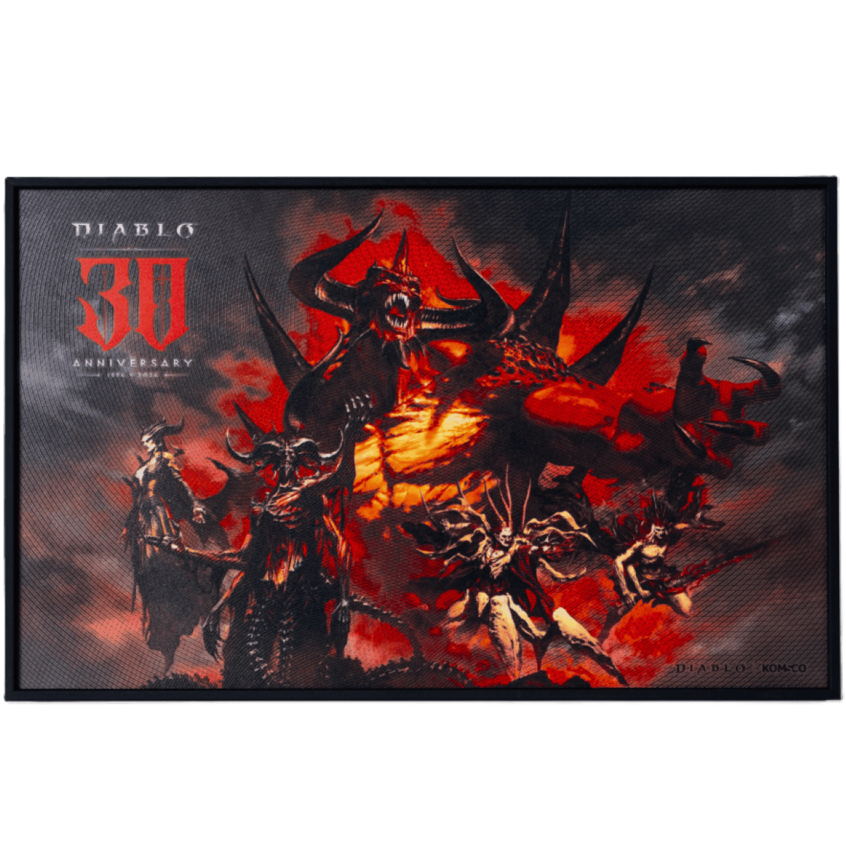 2026 Diablo 30th Anniversary color intaglio print, horned red Diablo and four demon figures in a black frame