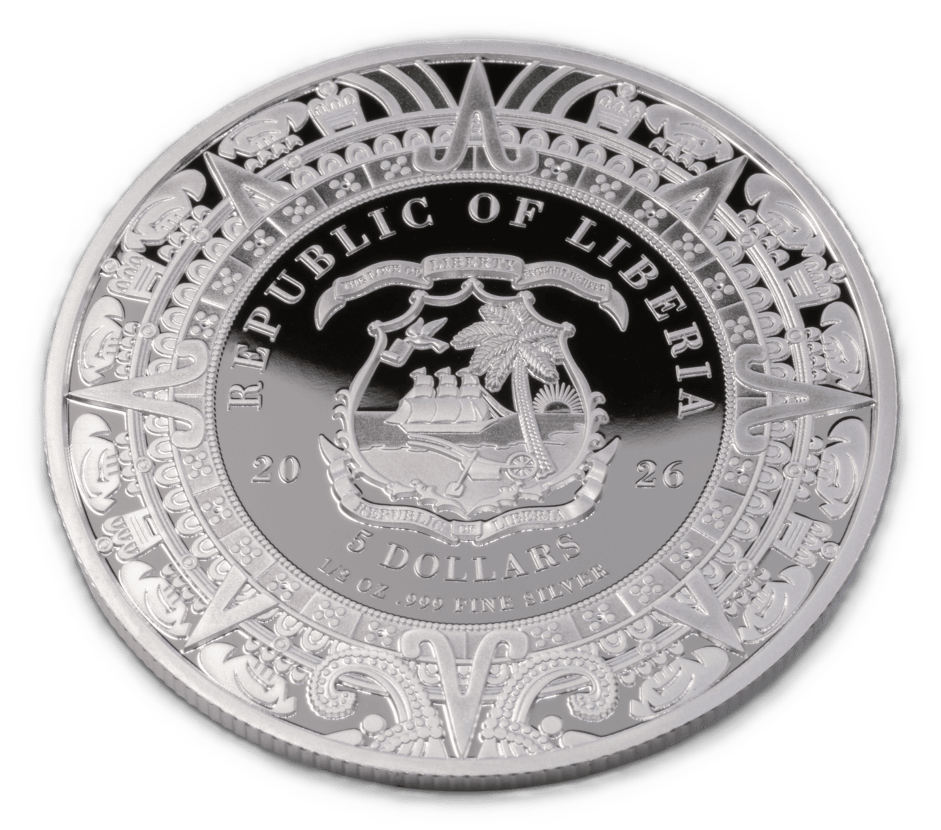 2026 Liberia Aztec Heritage Camazotz 1/2 oz Silver Colorized Coin - Image 5