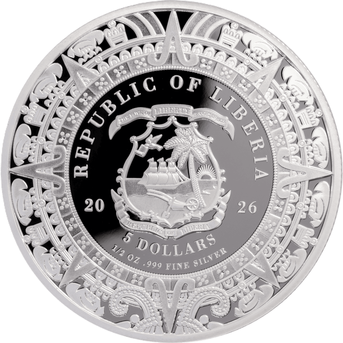 2026 Liberia Aztec Heritage Camazotz 1/2 oz Silver Colorized Coin - Image 2