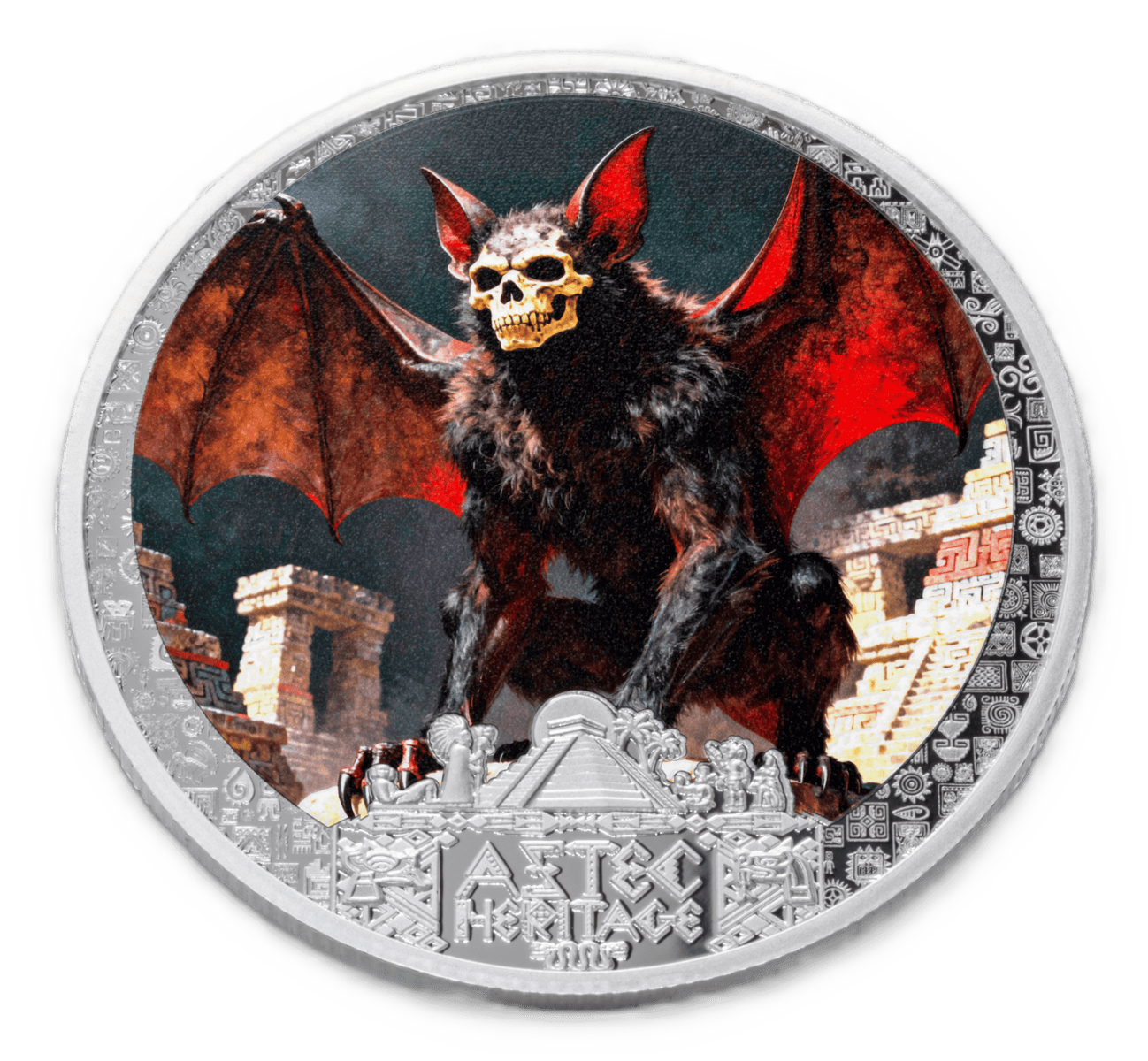 2026 Liberia Aztec Heritage Camazotz 1/2 oz Silver Colorized Coin - Image 4