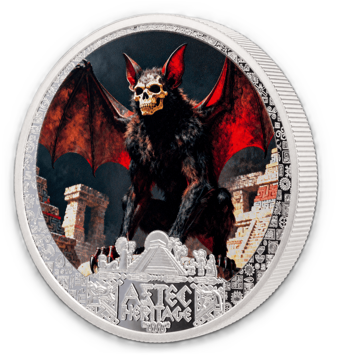 2026 Liberia Aztec Heritage Camazotz 1/2 oz Silver Colorized Coin - Image 3
