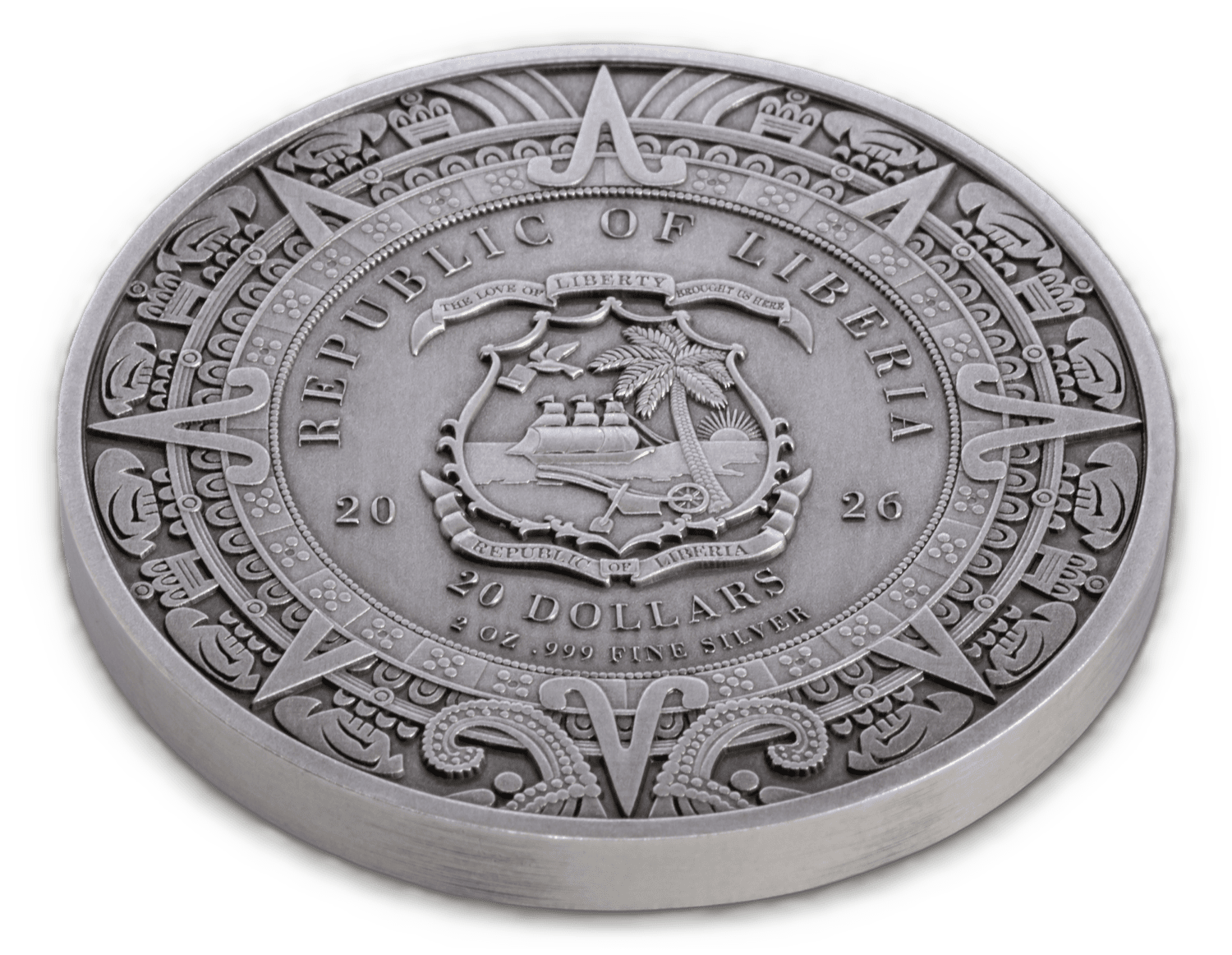 2026 Liberia Aztec Heritage Xipe Totec 2 oz Silver Colorized Coin - Image 7