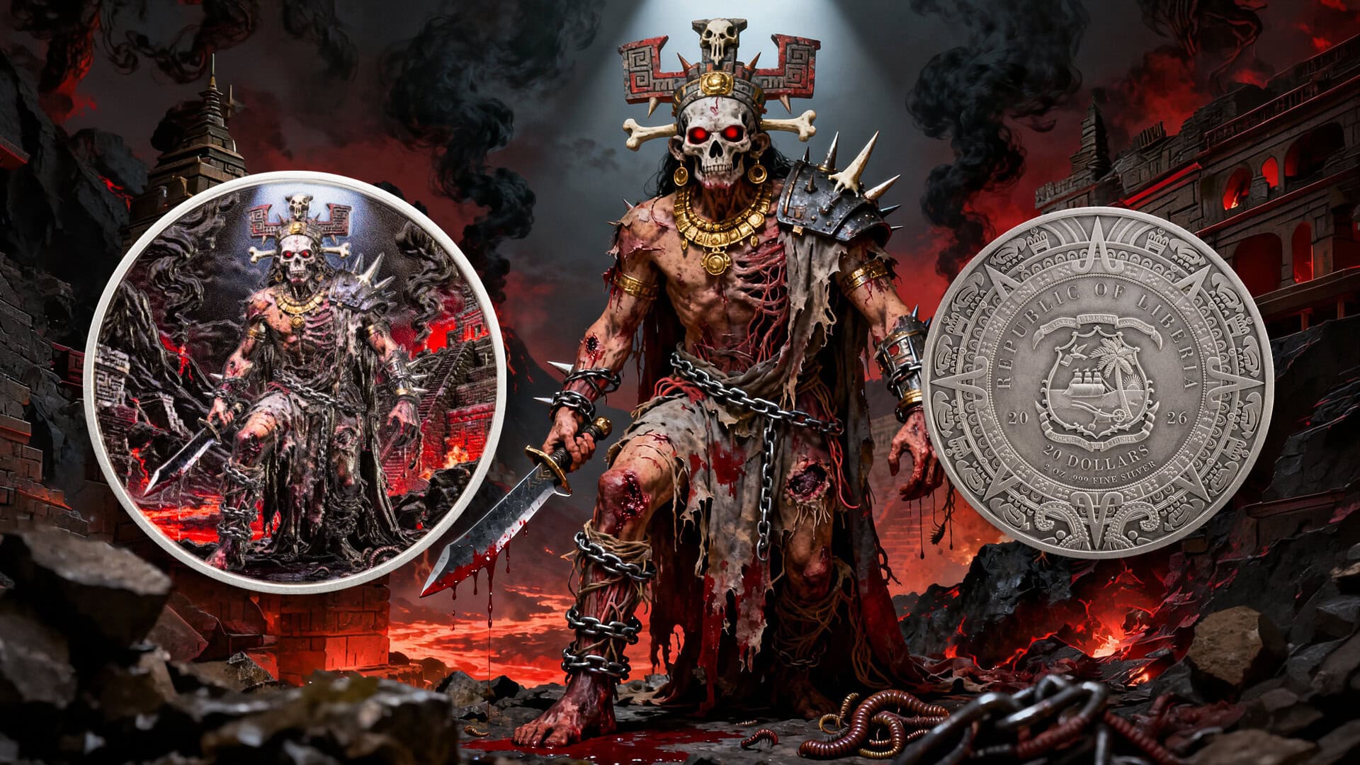 2026 Liberia Aztec Heritage Xipe Totec 2 oz Silver Colorized Coin - Image 9