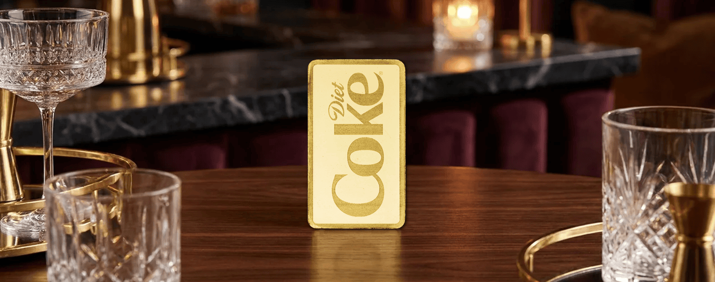 2026 PAMP Coca Cola Diet Coke 1 Gram Gold Proof-Like Bar in TEP