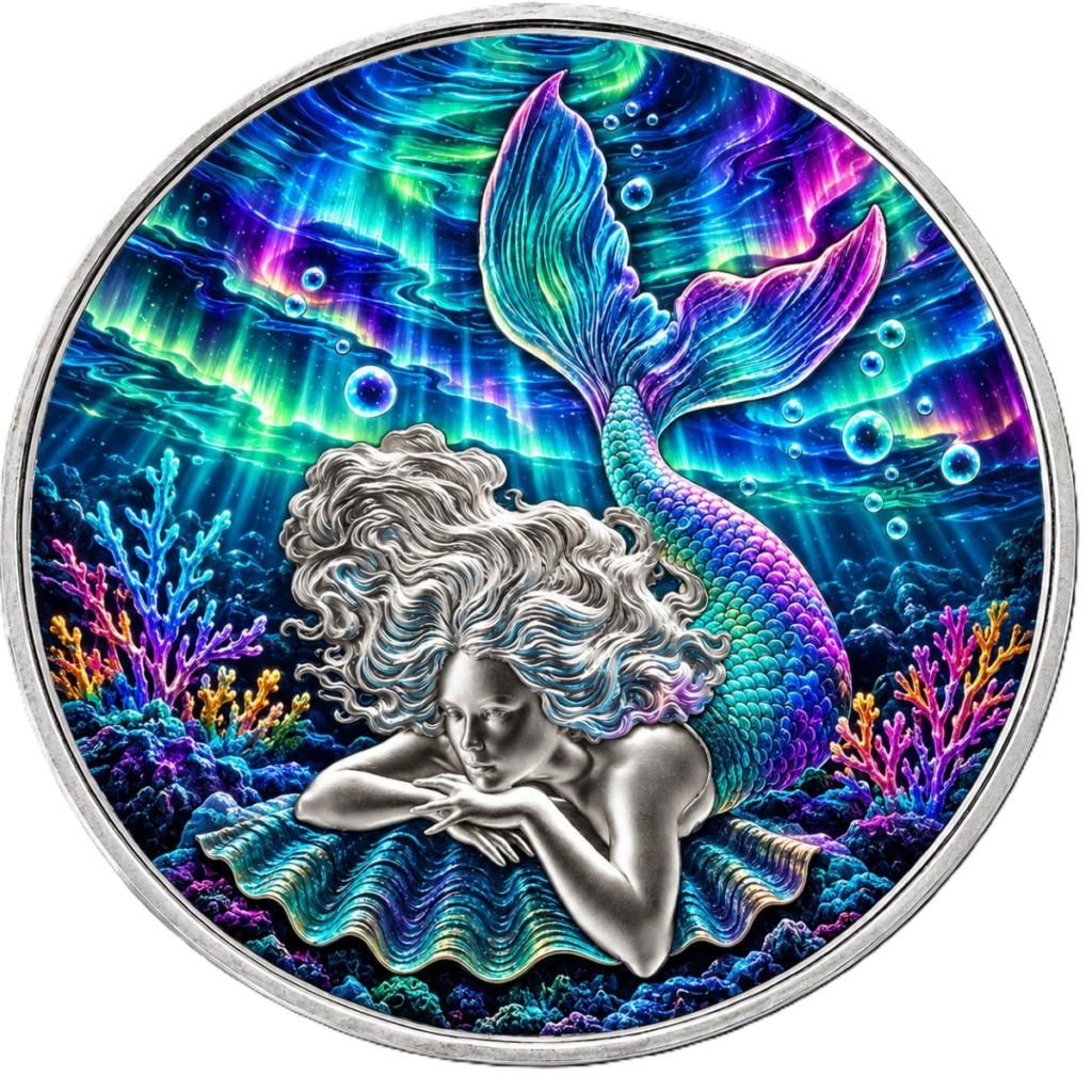 2026 Samoa Mermaid Ocean Aurora 1 oz Silver Colorized Coin
