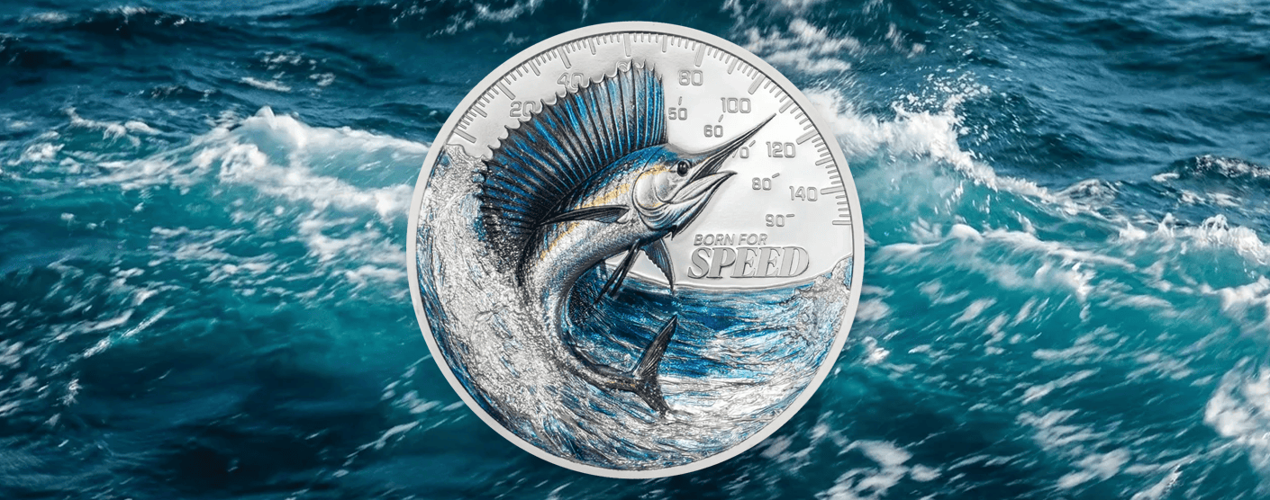 2027 Cook Islands Born for Speed Sailfish 1 oz Silver Proof Colorized Coin