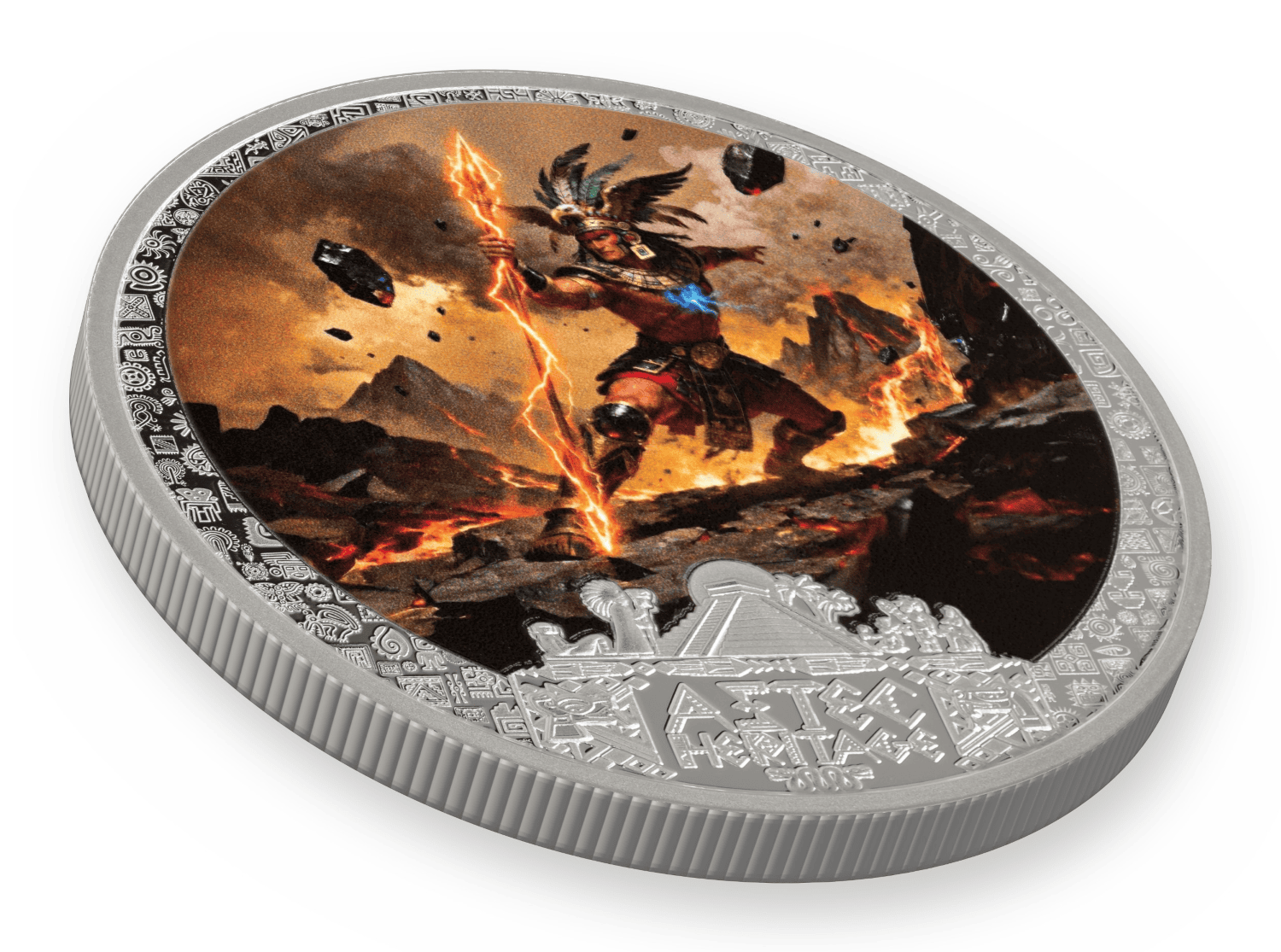 2026 Liberia Aztec Heritage Tezcatlipoca 1/2 oz Silver Proof Colorized Coin - Image 4