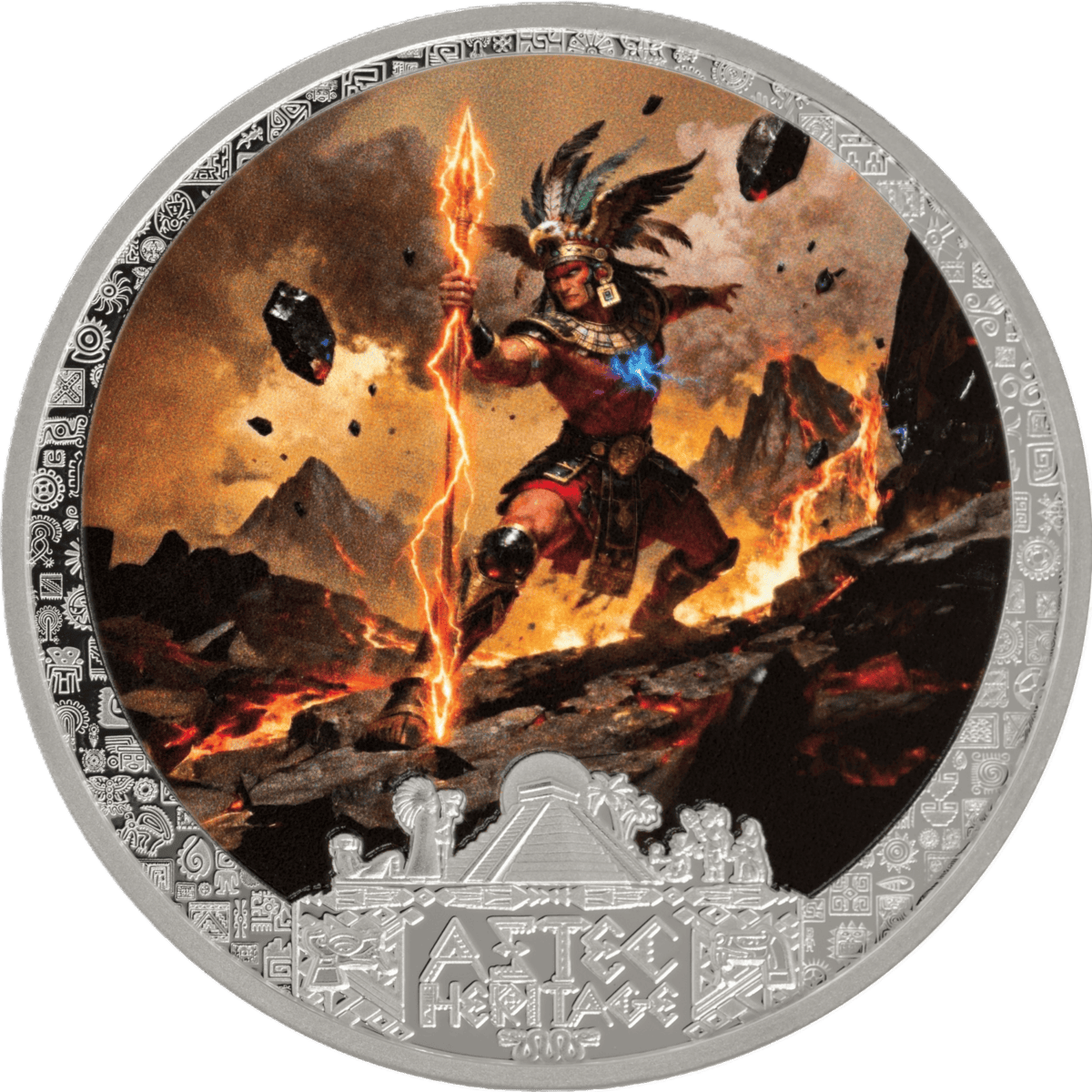 2026 Liberia Aztec Heritage Tezcatlipoca 1/2 oz Silver Proof Colorized Coin