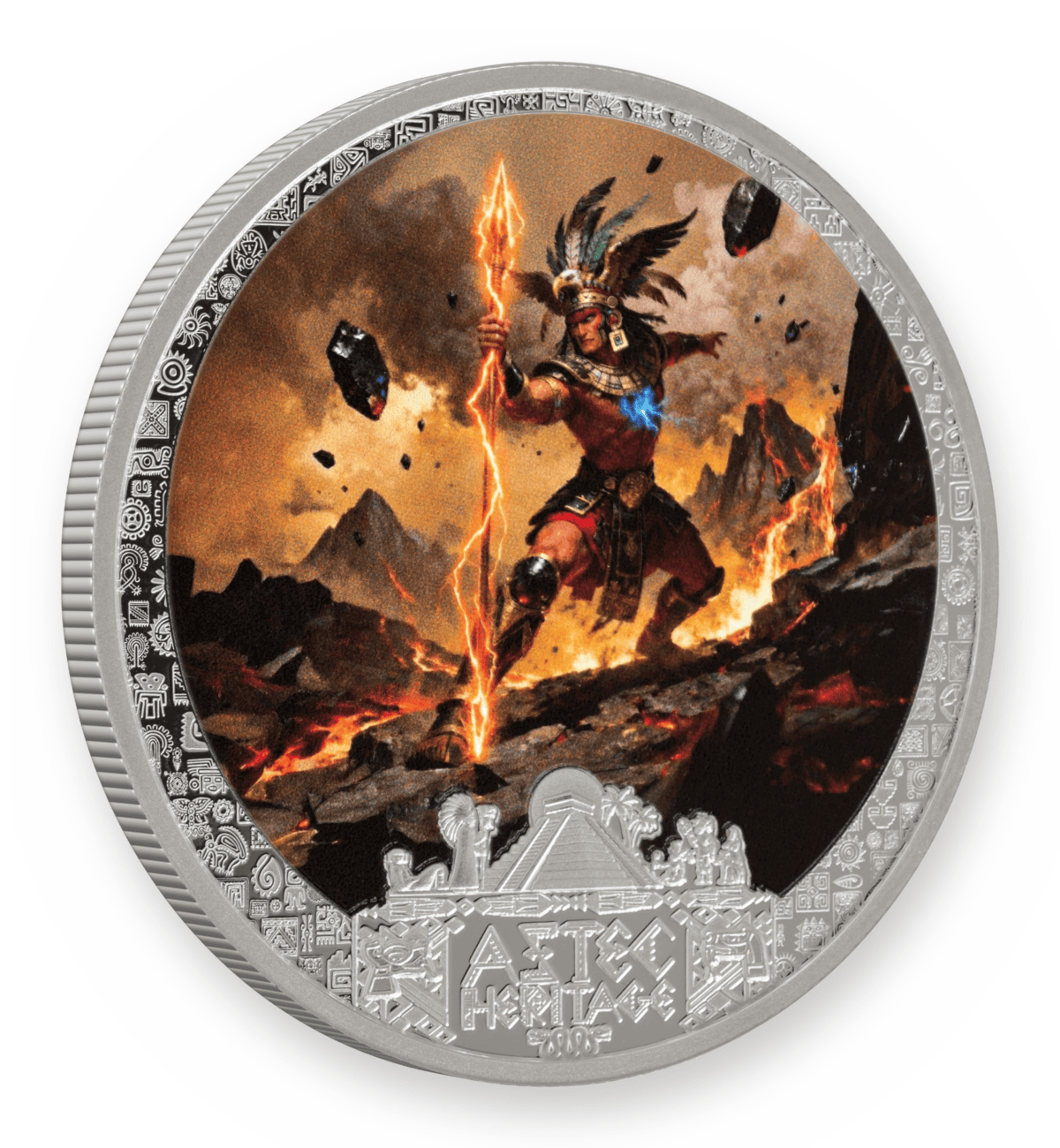 2026 Liberia Aztec Heritage Tezcatlipoca 1/2 oz Silver Proof Colorized Coin - Image 3